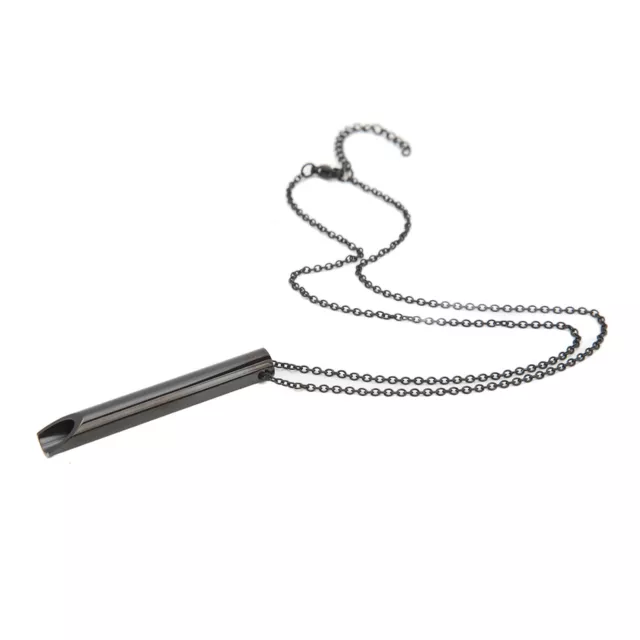 (Black)Anxiety Breathing Necklace For Meditation Stress Relief Stainless BHC