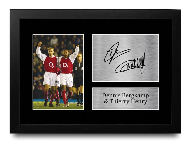 Thierry Henry & Dennis Bergkamp Signed Print A4 Photo Football Gift Arsenal Fan