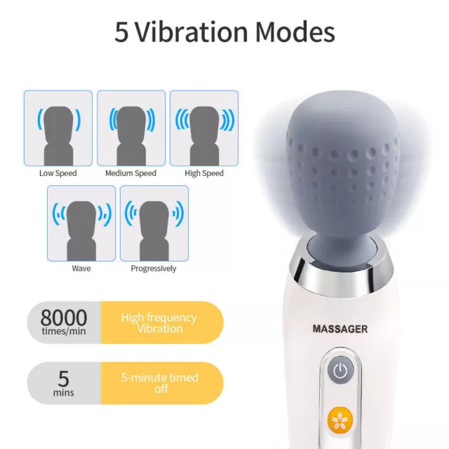 Cordless Wand Massager Rechargeable Handheld Wireless Vibration Full Body Magic 3