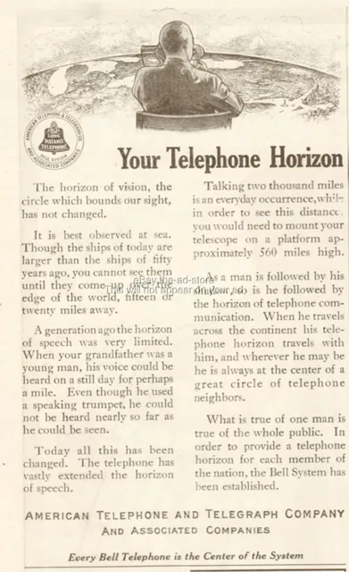 1912 American Telephone Telegraph AT&T Bell System Your Phone Horizon Vintage Ad