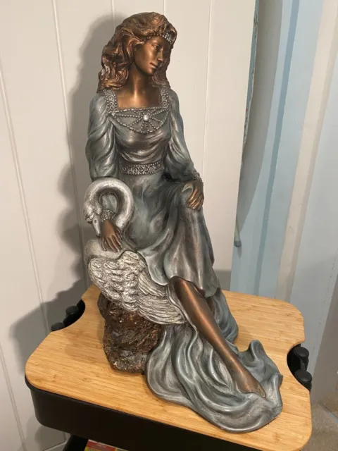 Austin Productions Alice Heath Bronze Chalkware sculpture "Leda and Swan"