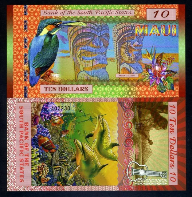 South Pacific States, $10, Maui (Hawaii, USA) 2015, Polymer, UNC