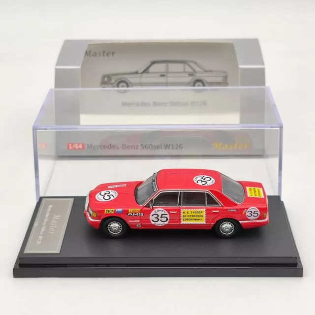 Master 1/64 Mercedes-Benz S560sel W126 Red #35 Diecast Car Models Miniature Gift