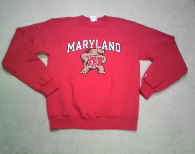 Maryland Terrapins Crewneck Sweatshirt Mens Small Red Champion Eco Fleece Terps