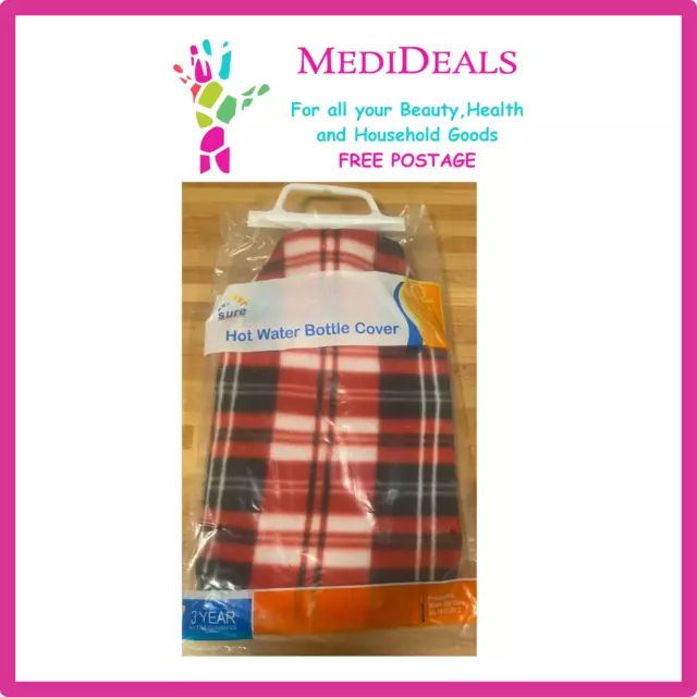 Sure Thermal Hot Water Bottle With Tartan Fleece Cover