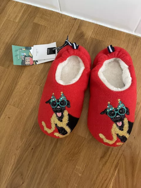 Pantofole Joules Ragazze Ragazzo Slippet Cane Natale Large Taglia 1 - 2 NUOVE CTRL £16,95