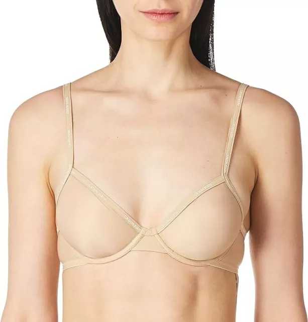Calvin Klein QF1842 Sheer Marquisette Lace Unlined Triangle Bra S, M, L $36  NWT