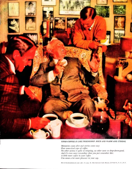 Original Vintage Pan American Coffee Bureau Ad: Good, like friendship