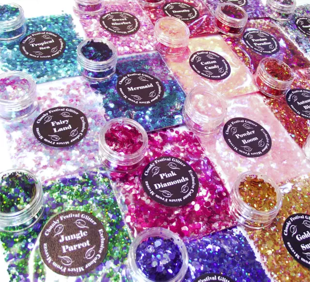 Chunky Glitter  Cosmetic Mixed Festival Face Eyes Body Tattoo Nails Pot Or Bag