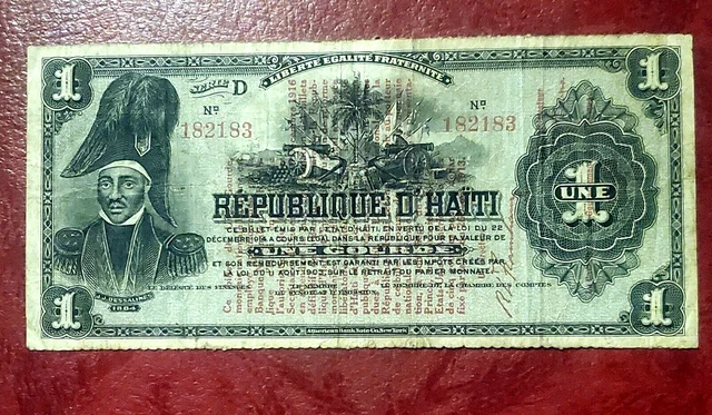 Haiti ~ 1 Gourde  1916 ~ P-137 ~ J.j. Dessalines ~ Scarce Type Nice Crisp Note