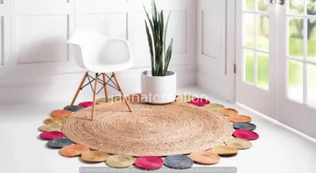 Designer Mulit Round Jute Rug Floor Area Rug Handmade Rug Braided Bathmat Rugs