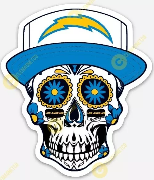 Los Angeles Chargers Sugar SKULL MAGNET - NFL LA Herbert San Diego California