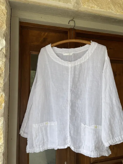 Luna Luz White Linen Women’s Shirt Tunic Size Small