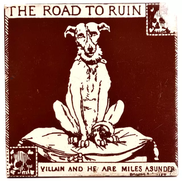 Antique Tile by Minton Hollins & Co The Road to Ruin Design By S.Berkley C1880