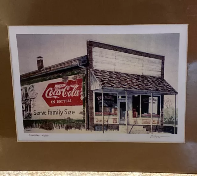 Matted 7X10” General Store Print With COCA-COLA Painted Sign Ad On Store NICE !