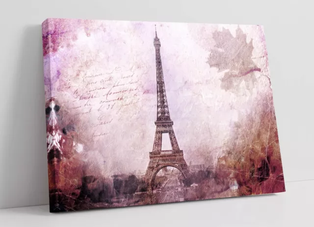 Vintage Paris Eiffel Tower Art -Deep Framed Canvas Wall Art Picture Print