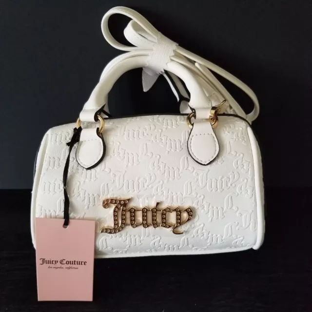 Juicy Couture designer Satchel Bag, crossbody purse, white semi-charmed MSRP $89