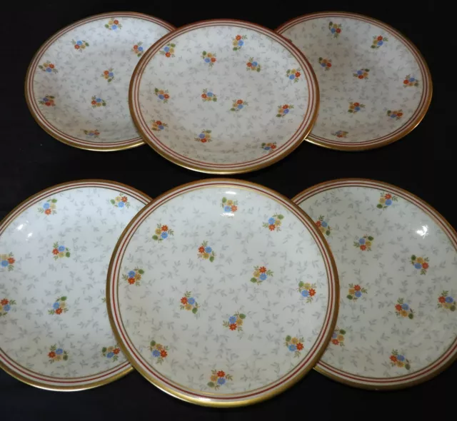 K'] Porcelaine Limoges Balleroy fleurs (lot n°4 : x6 assiettes plates) flowers