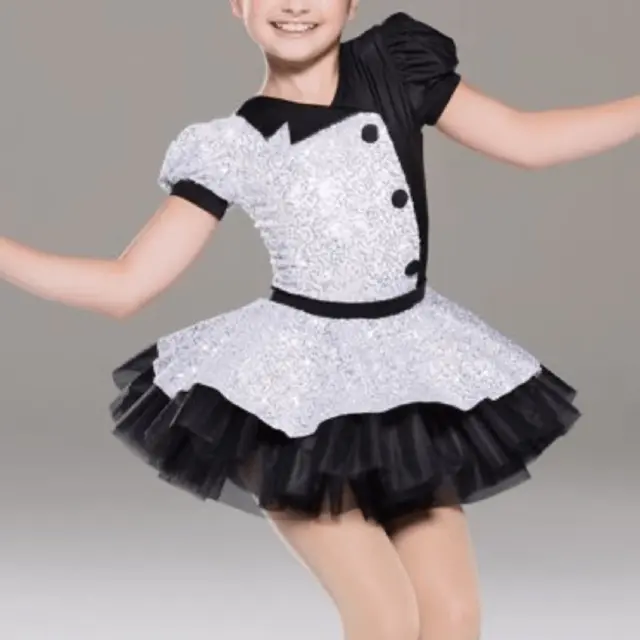 Revolution Dance Costume jazz ballet Black silver sequin tutu RC18557 child LC