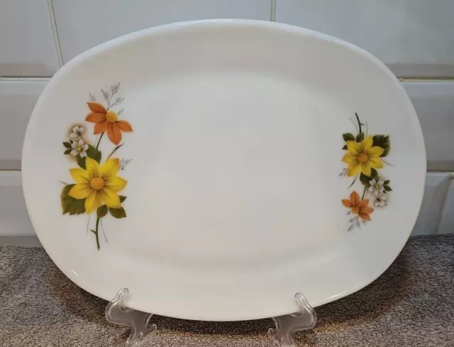 1 x Vintage Retro JAJ Pyrex AUTUMN GLORY 12" x 9" Oval Steak Plate Platter