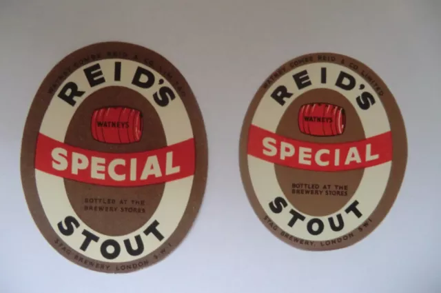 Mint Pair Reids Special Stout Stag Brewery London Bottle Labels
