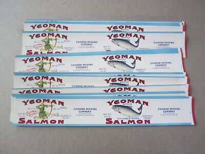 Wholesale Lot of 50 Old Vintage 1960's - YEOMAN - SALMON Can LABELS - Chinook WA