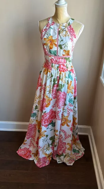 Abel the Label Anthropologie Floral Maxi Dress NWT  Sexy Back sz S