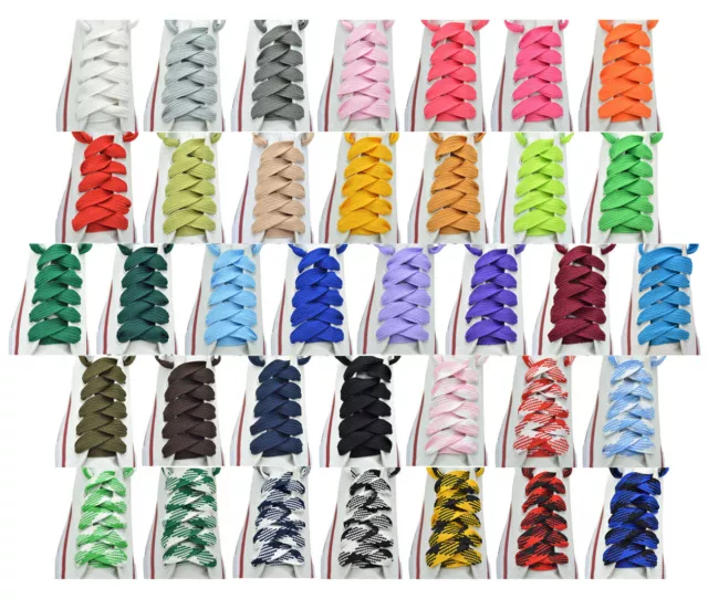 2 Pairs Flat Thick Shoelaces 3/4" Wide 52 inches Shoelaces 35 Colors