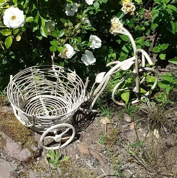 Fahrrad für Blumen Eisen Deko für Haus Garten Landhaus stil Wandregal Blumenkorb