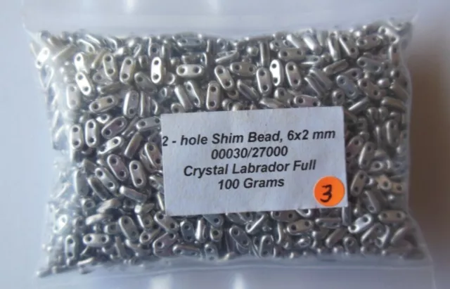 SHIM BEADS 2-HOLE 6X2MM CRYSTAL LAGRADOR FULL 100 gr 00030/27000 a