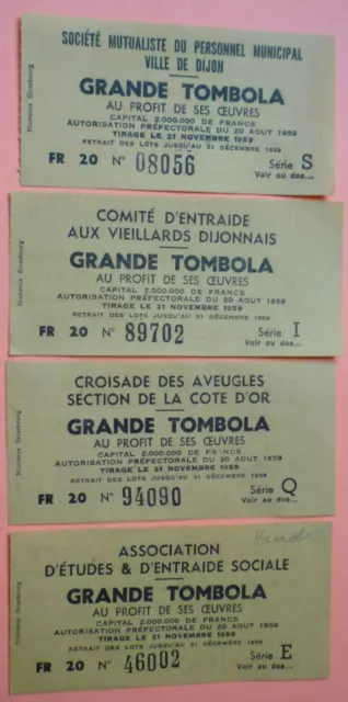 Lot 4 Tickets Quinzaine Commerciale Dijon 1959 Grande Tombola