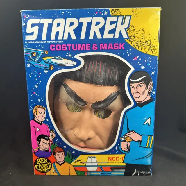 1975 Ben Cooper Star Trek Mr. Spock Halloween Mask and Costume Large 12-14