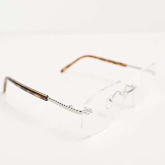 Asos Design - Retro Rimless Hexagon Glasses with Clear Lens