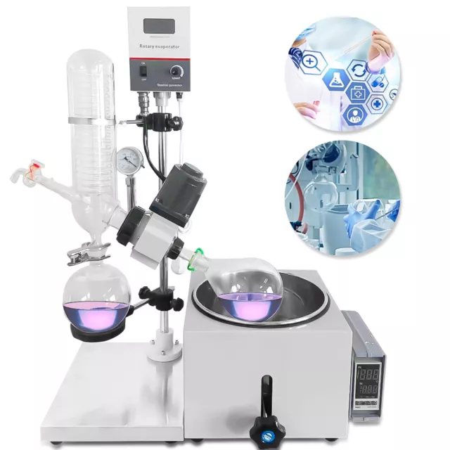 2L 0-99℃ 0-120rpm Lab Rotary Evaporator w/Motor Lift Digital Heating Bath Top