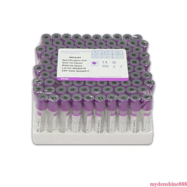 GLASS VACUUM BLOOD Collection Tubes Additive EDTA K2 2mL 100pcs 13*75mm