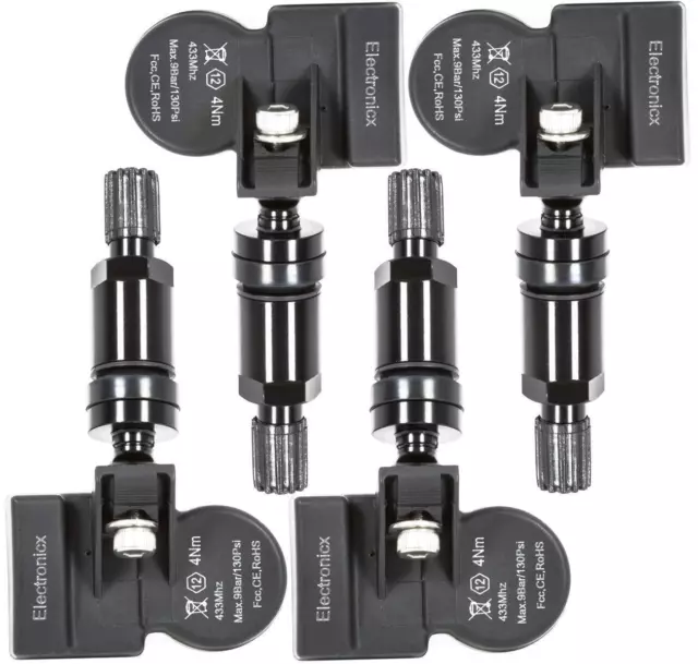 4x TPMS Reifendrucksensoren Metallventil Schwarz für Ford Focus Fiesta Kuga Mond