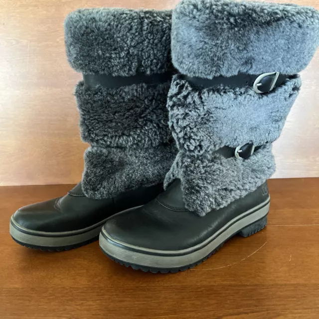 UGG Australia Lilyan Winter Snow Boots Women's Size 6 Waterproof Stout Black