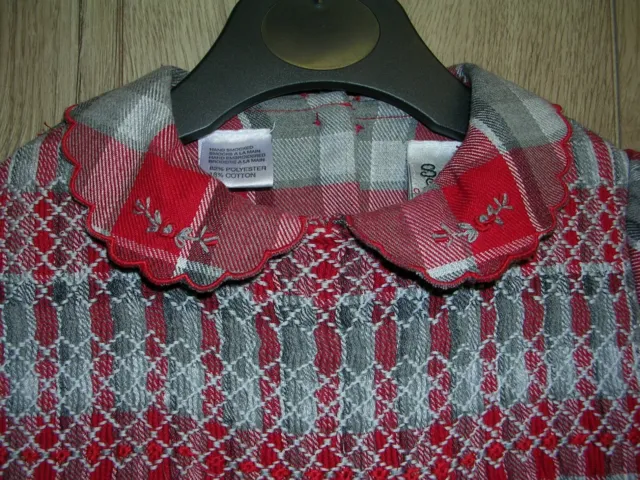 Abito Sarah Louise Ragazze Rosso Grigio Tartan Smockato a mano Età 3 98 cm 2