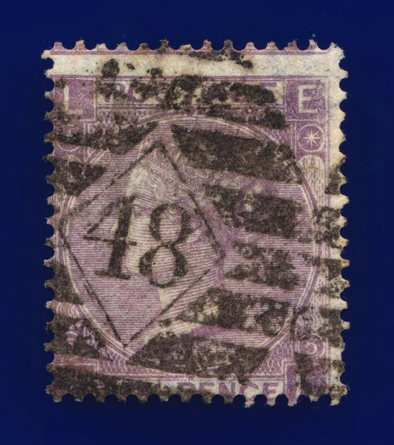 1865 SG97 6d Lilac (Hyphen) Plate 5 J73(2) EL Misperf London GU Cat £140 cjgs