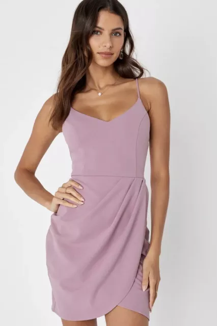 NWT Lulus Dress Forever Your Girl Pink Mauve Size Small Bodycon Wrap Skirt New