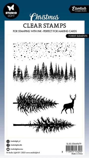 Studio Light Winter Forest Snow Reindeer Clear Stamp Set Christmas Card Making