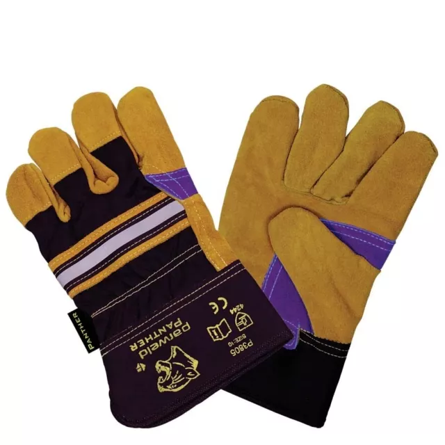 Parweld Panther Canadian Rigger Gloves - Gold / Tan / Purple.