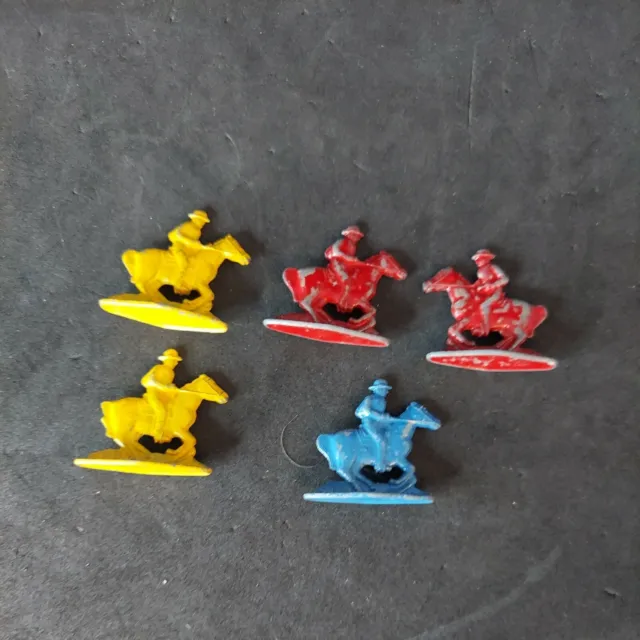 1910s CRACKER JACK PRIZE HORSE AND RIDER CAST METAL TOY MILITARY BLUE Red YelloW