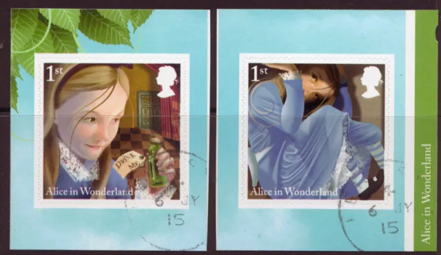 Great Britain 2015 Alice In Wonderland Self Adhesive Pair Fine Used