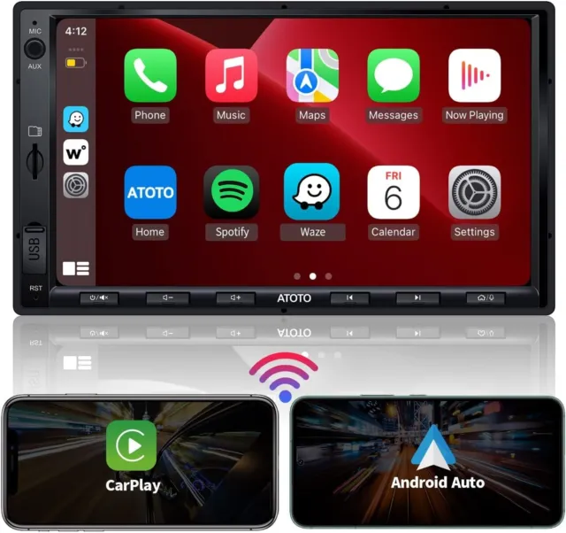 F7G2A7WE Doppel-DIN-Autoradio, CarPlay & kabelloses Android-Auto Glass Kratzer