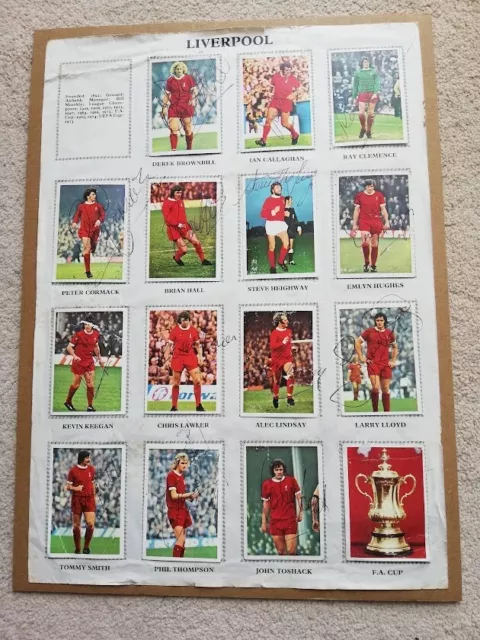 Liverpool 1974 Bill Shankly F.a.cup-Winners Hand-Signed (14) Fks Stickers Page