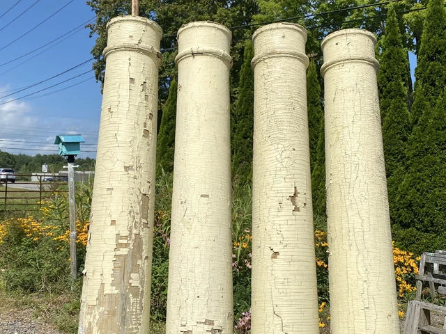 4 Antique C.1910 Wood Columns, Hollow, 92"H ~ Salvaged Portland, ME 2