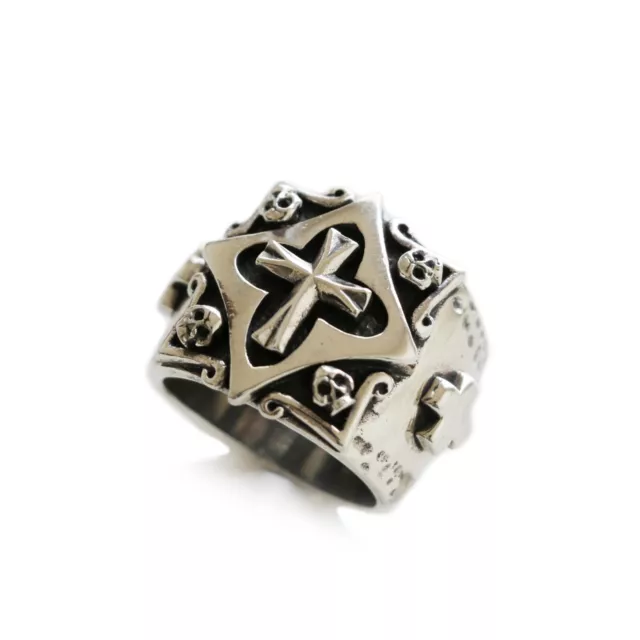 Cross Skull gothic Ring sterling silver 925 Vintage Mexican Biker Christ Jesus