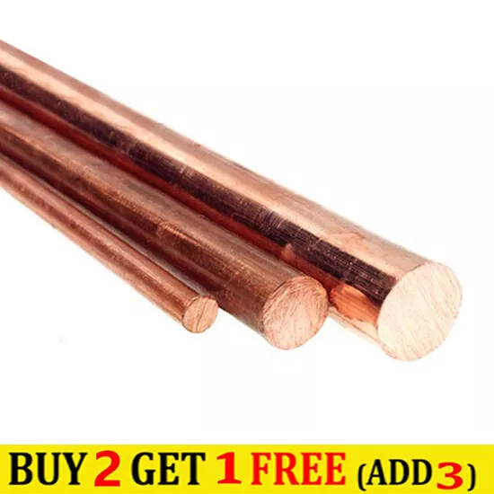 T2 Pure Red Copper Round Solid Rod Bar Anode Electrode Material Dia 3-14mm 250mm