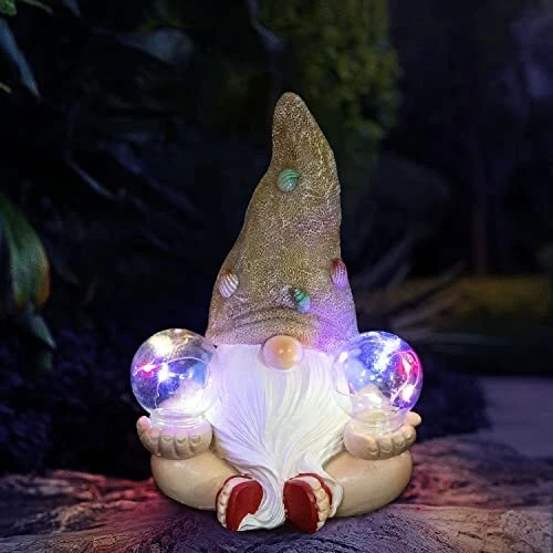 Garden Gnomes Outdoor Statue Decor Solar Light, Solar Garden Decorations